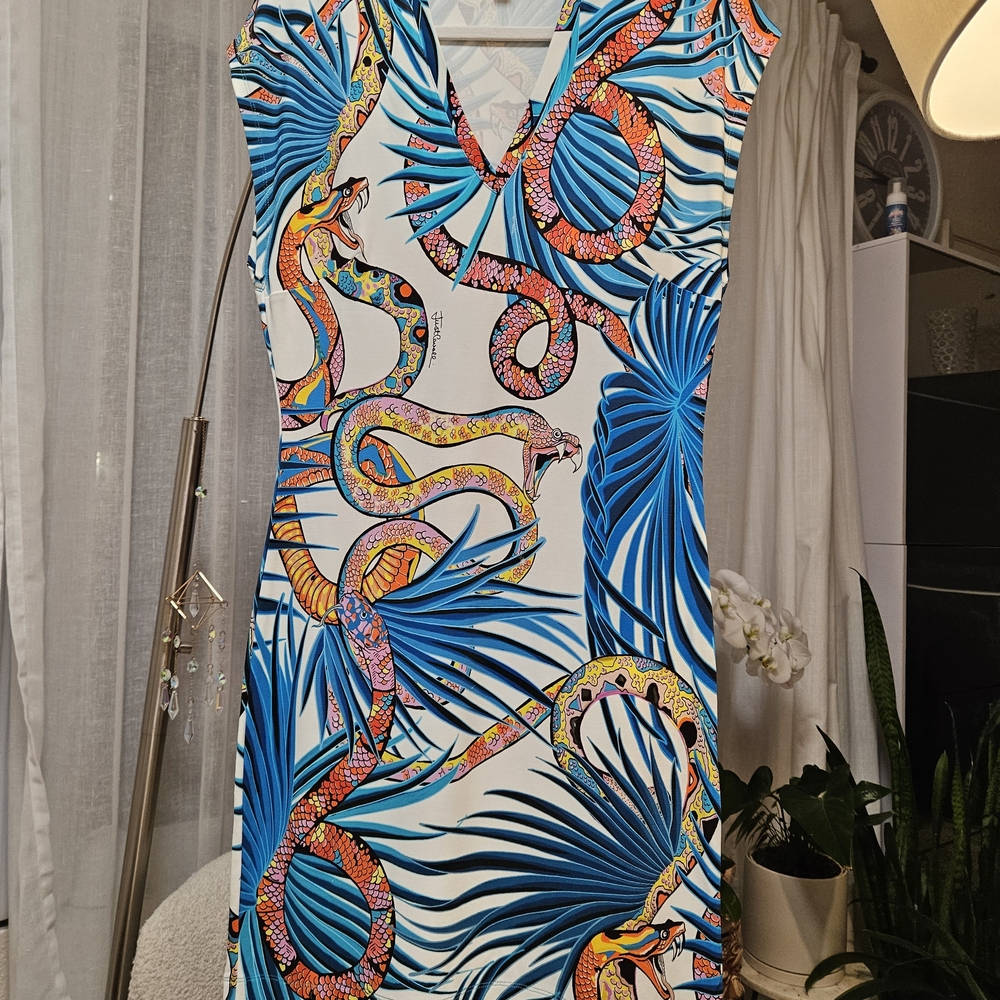 Just Cavalli Exotic Snake & Palm Dress Size: IT 50 Fits US 12-14 XL - Picture 5 of 16